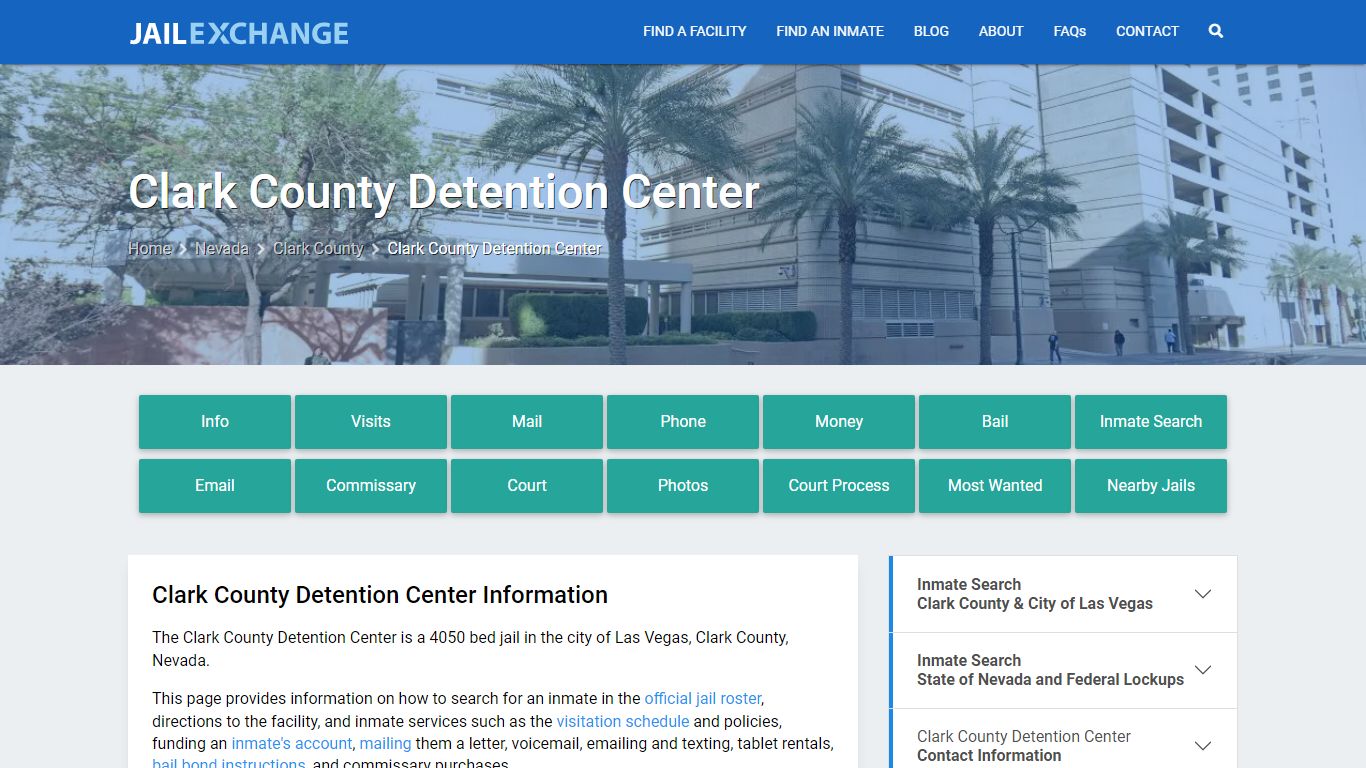 Clark County Detention Center, NV Inmate Search, Information